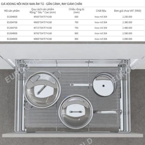 Giá xoong nồi Eurogold EGT6175 5 Kích thước giá xoong nồi Eurogold EG30475B