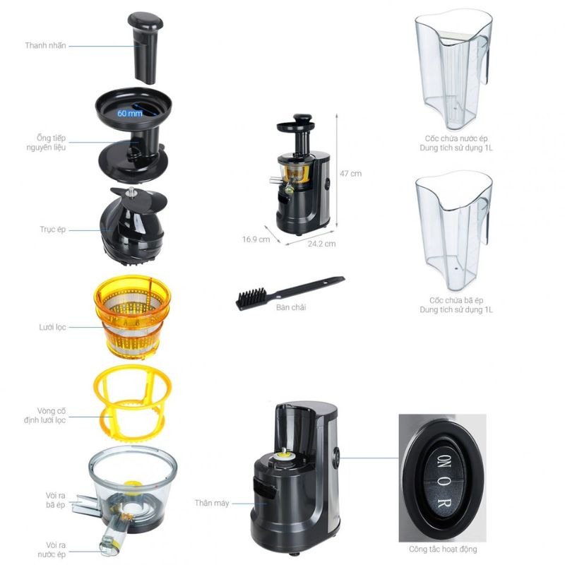 Máy ép chậm Hafele HS-J32X (535.43.393) 5 Chi tiết máy ép chậm Hafele HS-J32X (535.43.393)