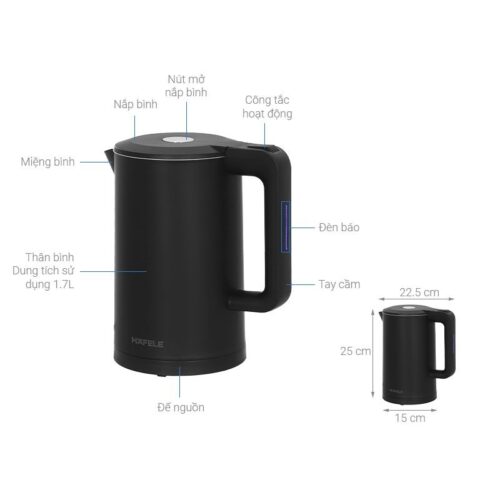Bình đun siêu tốc Hafele 1.7L HS-K1705DB 535.43.548 14 Kích thước bình đun siêu tốc Hafele 1.7L HS-K1705DB 535.43.548