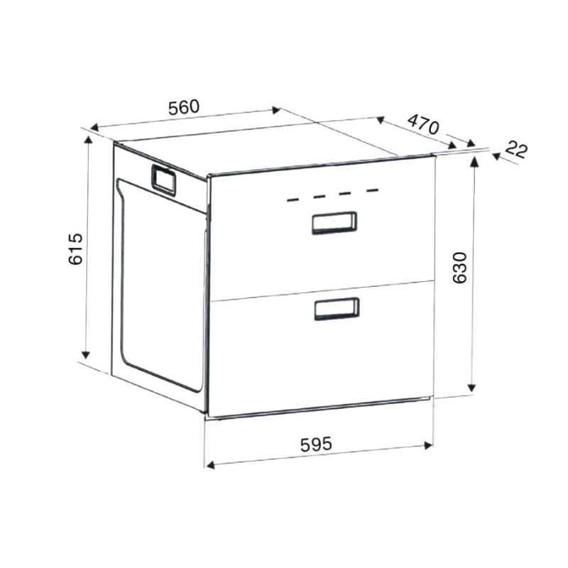 Máy sấy bát âm tủ Binova BI-999-MBK 5 Kích thước máy sấy bát âm tủ Binova BI-999-MBK