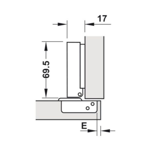 Bản lề trùm ngoài Metalla SM DIY 110º Hafele 493.03.020 5 Kích thước bản lề trùm ngoài Metalla SM DIY 110º Hafele 493.03.020