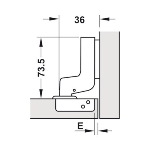 Bản lề lọt lòng Metalla SM DIY 110º Hafele 493.03.023 5 Kích thước bản lề lọt lòng Metalla SM DIY 110º Hafele 493.03.023
