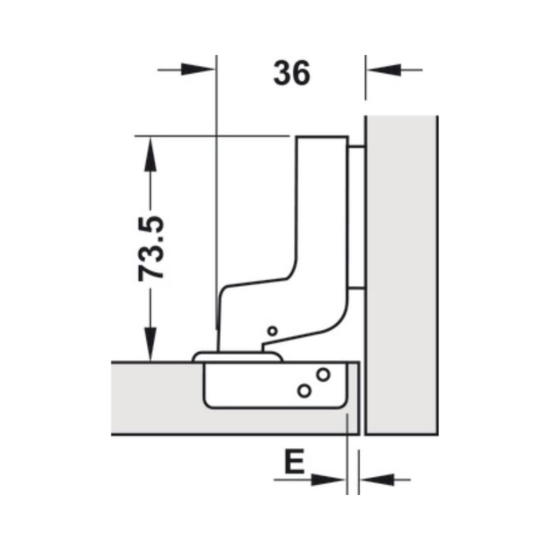 Bản lề lọt lòng Metalla SM DIY 110º Hafele 493.03.023 4 Kích thước bản lề lọt lòng Metalla SM DIY 110º Hafele 493.03.023