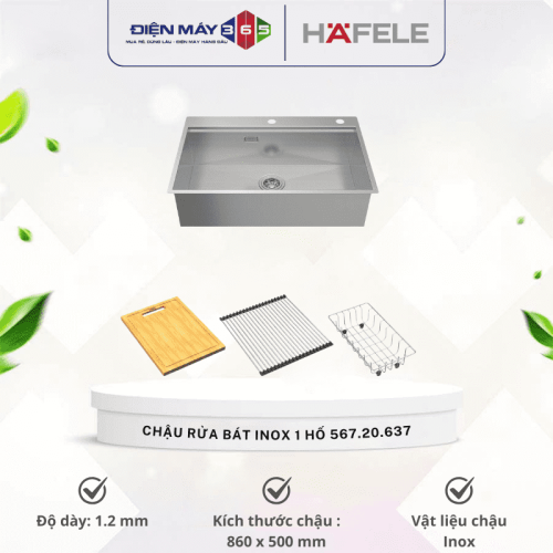 Chậu rửa bát inox Hafele WS R0 HS24-SSN1S-8650 567.20.637
