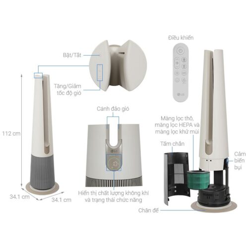 Máy lọc không khí PuriCare AeroTower Hit LG FS15GPBK0.ABAE 9 Chi tiết máy lọc không khí PuriCare AeroTower Hit LG FS15GPBK0.ABAE