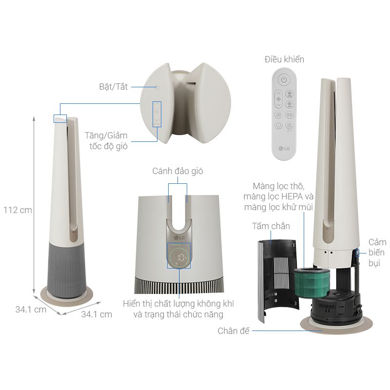 Máy lọc không khí PuriCare AeroTower Hit LG FS15GPBK0.ABAE 5 Chi tiết máy lọc không khí PuriCare AeroTower Hit LG FS15GPBK0.ABAE