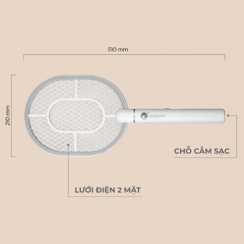 Vợt muỗi Hawonkoo MSH-021-W 5 Kích thước vợt muỗi Hawonkoo MSH-021-W