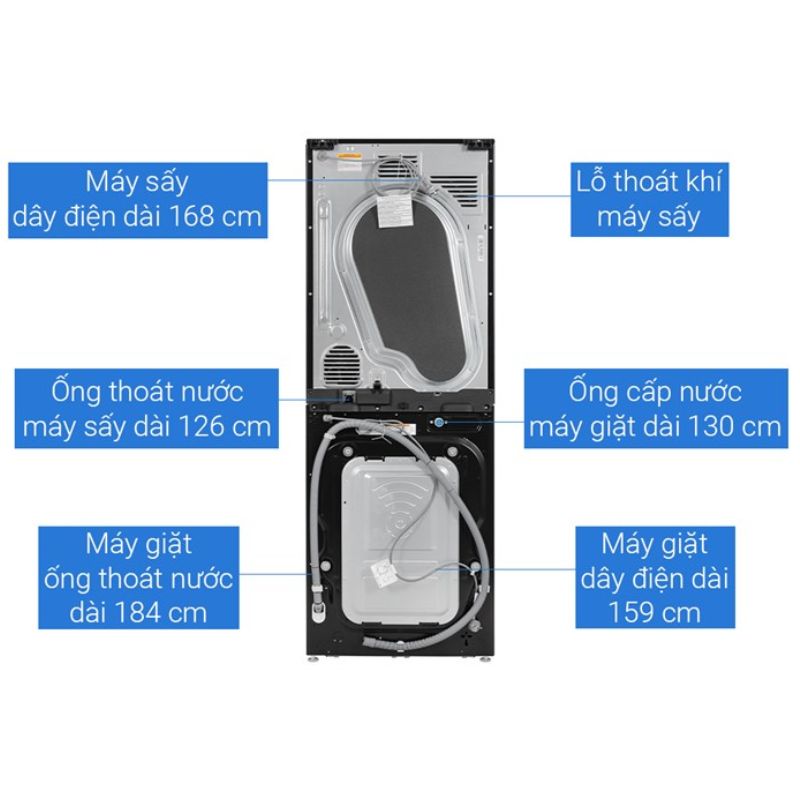 Tháp giặt sấy LG giặt 14kg - sấy 10kg WT1410NHE ABBPEVN 6 Mặt sau tháp giặt sấy LG giặt 14kg - sấy 10kg WT1410NHE ABBPEVN
