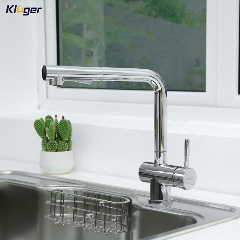 Vòi rửa bát nóng lạnh Kluger KLF0013C có dây rút 4 Ảnh vòi rửa bát nóng lạnh Kluger KLF0013C có dây rút