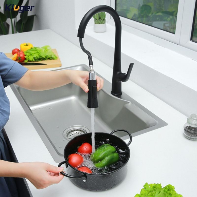 Vòi rửa bát nóng lạnh Kluger KLF0002B có dây rút 5 Hình ảnh vòi rửa bát nóng lạnh Kluger KLF0002B có dây rút