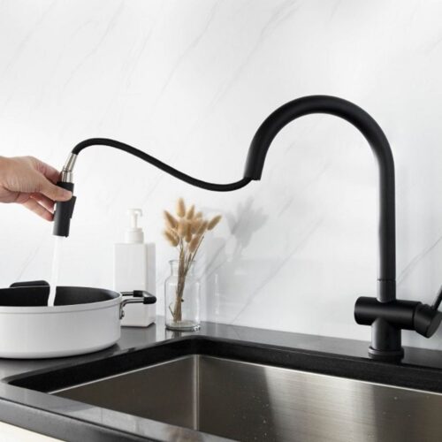 Vòi rửa bát nóng lạnh Kluger KLF0008B có dây rút 8 Hình ảnh vòi rửa bát nóng lạnh Kluger KLF0008B có dây rút