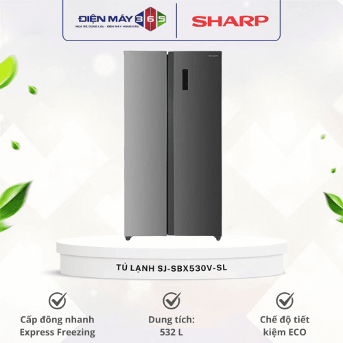 Tủ lạnh 2 cánh side by side 532 lít Sharp SJ-SBX530V-SL