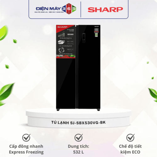 Tủ lạnh 2 cánh side by side 532 lít Sharp SJ-SBX530VG-BK