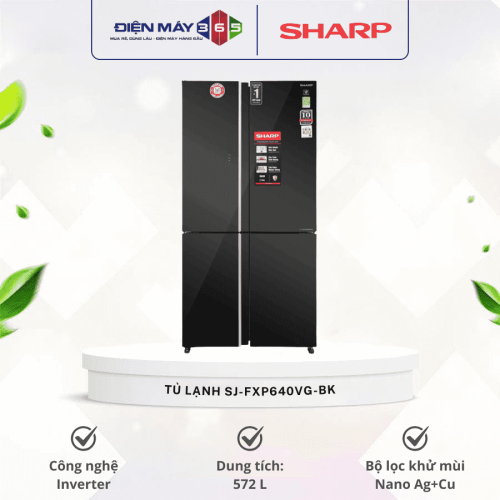 Tủ lạnh 4 cánh 572 lít Sharp SJ-FXP640VG-BK