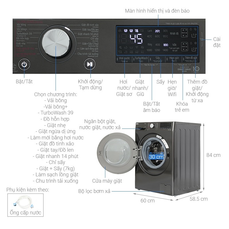 Máy giặt sấy LG giặt 11 kg – sấy 7 kg FV1411H3BA 6 Chi tiết máy giặt sấy LG giặt 11 kg – sấy 7 kg FV1411H3BA