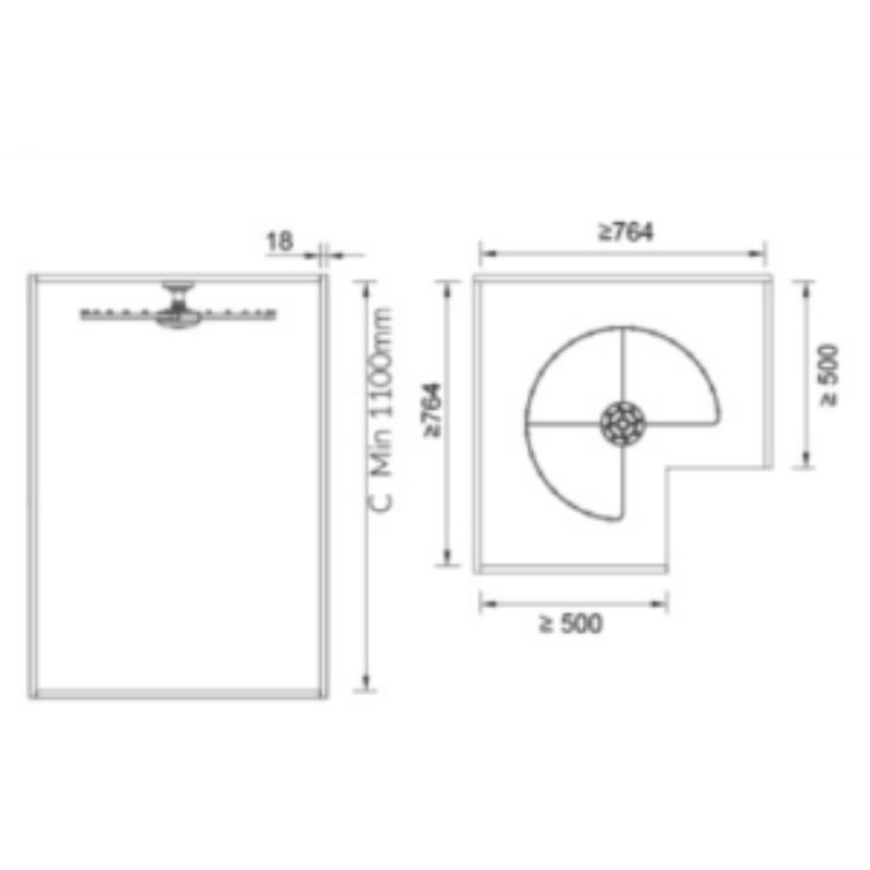 Giá treo trần góc tủ quần áo 270 độ GrandX XM.270A 5 Kích thước giá treo trần góc tủ quần áo 270 độ GrandX XM.270A
