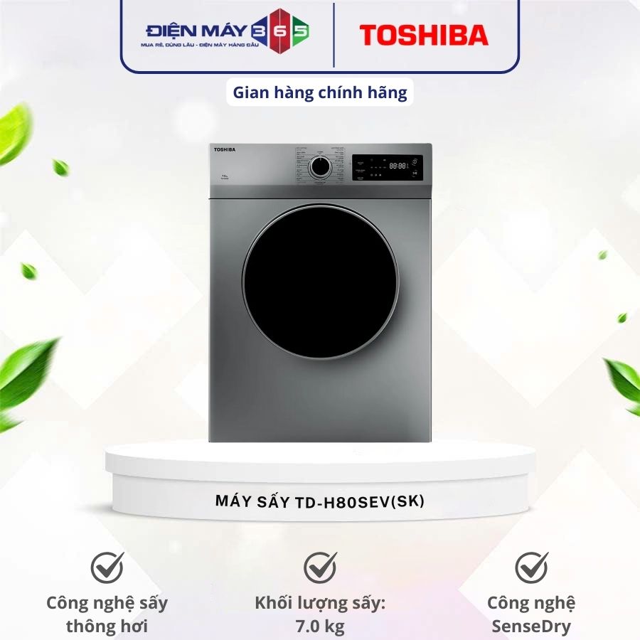 Máy Sấy Thông Hơi Toshiba 7 Kg TD-H80SEV(SK) 3 Máy Sấy Thông Hơi Toshiba 7 Kg TD-H80SEV(SK)