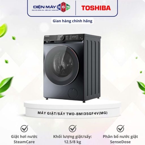 Máy Giặt Sấy Toshiba Inverter Giặt 12.5 Kg - Sấy 8 Kg TWD-BM135GF4V(MG) 8 TWD BM135GF4VMG