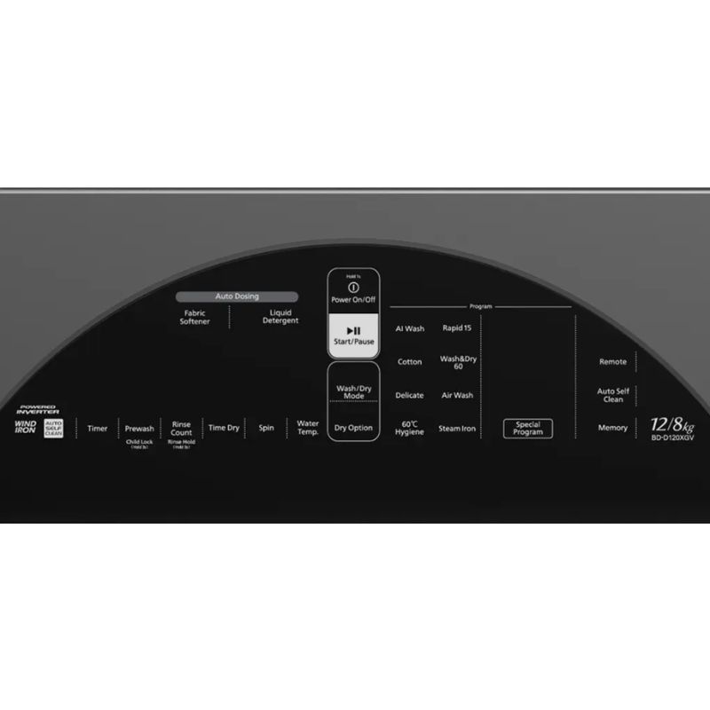 Máy Giặt Sấy Hitachi Inverter Giặt 12 Kg - Sấy 8 Kg BD-D120XGV MAG 4 Bảng điều khiển máy Giặt Sấy Hitachi Inverter Giặt 12 Kg - Sấy 8 Kg BD-D120XGV MAG