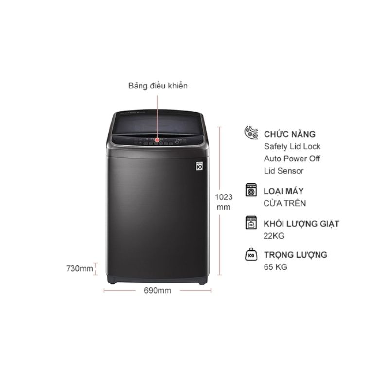 Máy Giặt LG 22 Kg TH2722SSAK cửa trên 6 Kích thước máy Giặt LG 22 Kg TH2722SSAK cửa trên