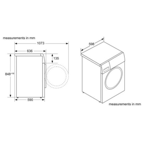 Máy Giặt Sấy Bosch Giặt 9 Kg - Sấy 6 Kg WNA14400SG 7 Kích thước máy Giặt Sấy Bosch Giặt 9 Kg - Sấy 6 Kg WNA14400SG