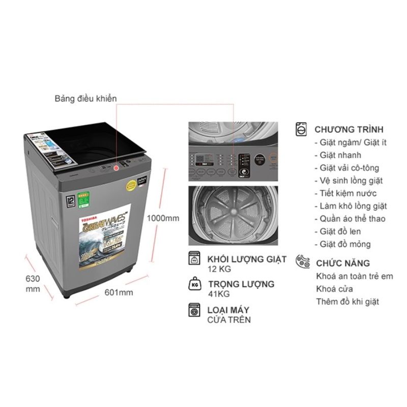 Máy Giặt Toshiba Inverter 12 Kg AW-DUK1300KV(SG) cửa trên 5 Kích thước máy Giặt Toshiba Inverter 12 Kg AW-DUK1300KV(SG) cửa trên