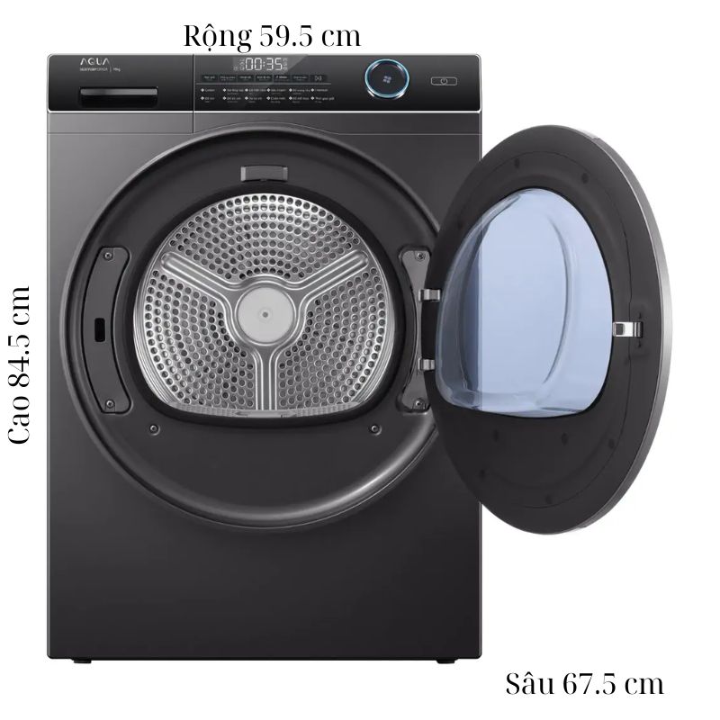 Máy Sấy Bơm Nhiệt Aqua 10 Kg AQH-H1000J.PS 6 Kích thước máy Sấy Bơm Nhiệt Aqua 10 Kg AQH-H1000J.PS