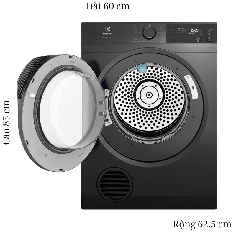 Máy Sấy Thông Hơi Electrolux 9 Kg EDS904N3SC 5 Kích thước máy Sấy Thông Hơi Electrolux 9 Kg EDS904N3SC