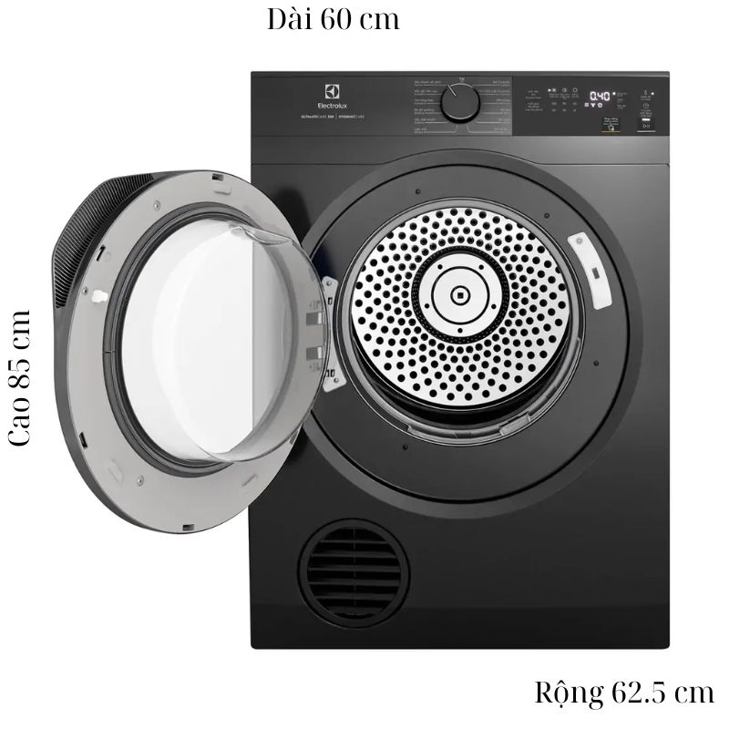 Máy Sấy Thông Hơi Electrolux 9 Kg EDV904N3SC 5 Kích thước máy Sấy Thông Hơi Electrolux 9 Kg EDV904N3SC