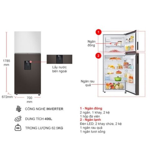 Tủ Lạnh 2 cánh Bespoke Inverter 406 Lít Samsung RT42CB6784C3SV 9 Kích thước tủ Lạnh 2 cánh Bespoke Inverter 406 Lít Samsung RT42CB6784C3SV