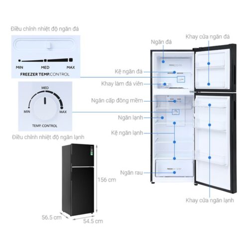 Tủ Lạnh 2 cánh Inverter 236 Lít Aqua AQR-T260FA(FB) 7 Kích thước tủ Lạnh 2 cánh Inverter 236 Lít Aqua AQR-T260FA(FB)