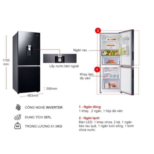 Tủ Lạnh 2 cánh Inverter 307 Lít Samsung RB30N4170BU/SV 9 Kích thước tủ Lạnh 2 cánh Inverter 307 Lít Samsung RB30N4170BU
