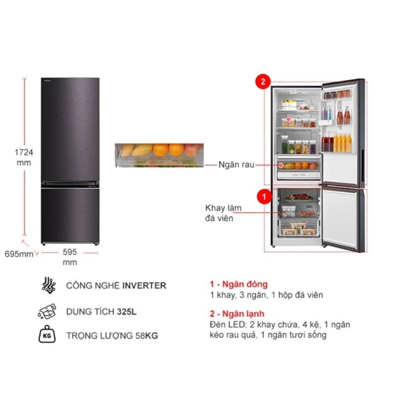 Tủ Lạnh 2 cánh Inverter 325 Lít Toshiba GR-RB410WE-PMV(37)-SG 4 Kích thước tủ Lạnh 2 cánh Inverter 325 Lít Toshiba GR-RB410WE-PMV(37)-SG