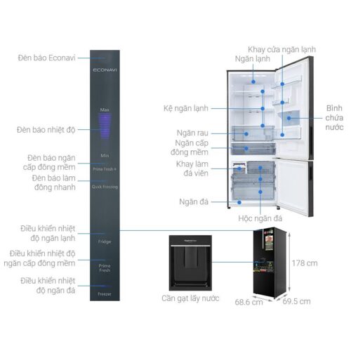 Tủ Lạnh 2 cánh Inverter 410 Lít Panasonic NR-BX471XGKV 7 Kích thước tủ Lạnh 2 cánh Inverter 410 Lít Panasonic NR-BX471XGKV