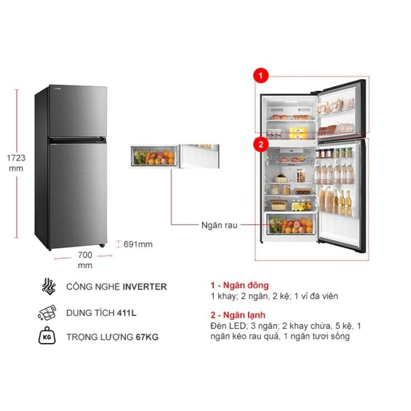 Tủ Lạnh 2 cánh Inverter 411 Lít Toshiba GR-RT559WE-PMV(58)-MM 5 Kích thước tủ Lạnh 2 cánh Inverter 411 Lít Toshiba GR-RT559WE-PMV(58)-MM