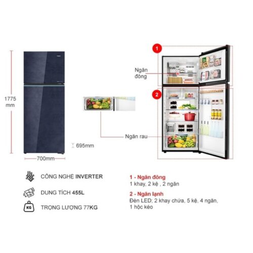 Tủ Lạnh 2 cánh Inverter 455 Lít Aqua AQR-TA518FA(GL)U1 7 Kích thước tủ Lạnh 2 cánh Inverter 455 Lít Aqua AQR-TA518FA(GL)U1