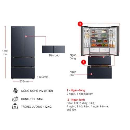 Tủ Lạnh 4 cánh Multi doors Inverter 515 Lít Toshiba GR-RF669WI-PGV(A9)-BG 7 Kích thước tủ Lạnh 4 cánh Multi doors Inverter 515 Lít Toshiba GR-RF669WI-PGV(A9)-BG
