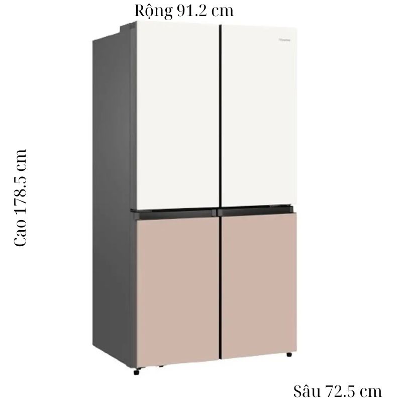 Tủ Lạnh 4 cánh Multi Doors Inverter 609 Lít Hisense RQ768N4EW-KU 5 Kích thước tủ Lạnh 4 cánh Multi Doors Inverter 609 Lít Hisense RQ768N4EW-KU