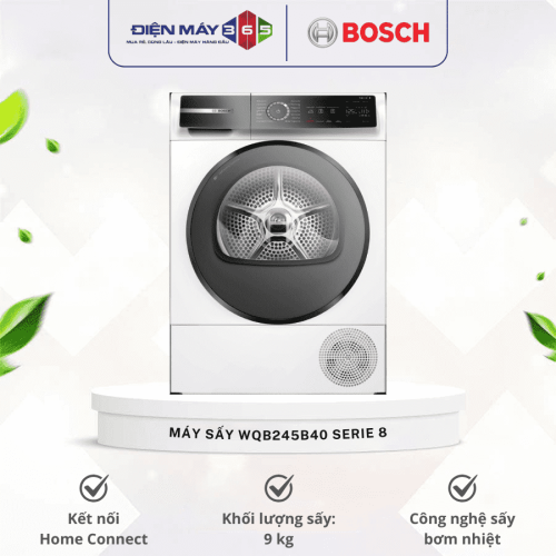 Máy sấy bơm nhiệt Bosch 9kg WQB245B40 Serie 8