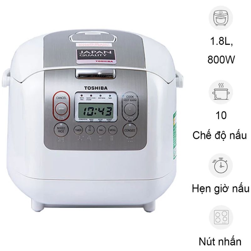 Nồi cơm điện tử Toshiba RC-18NTFV(W) 1.8 lít 3 Nồi cơm điện tử Toshiba RC-18NTFV(W) 1.8 lít