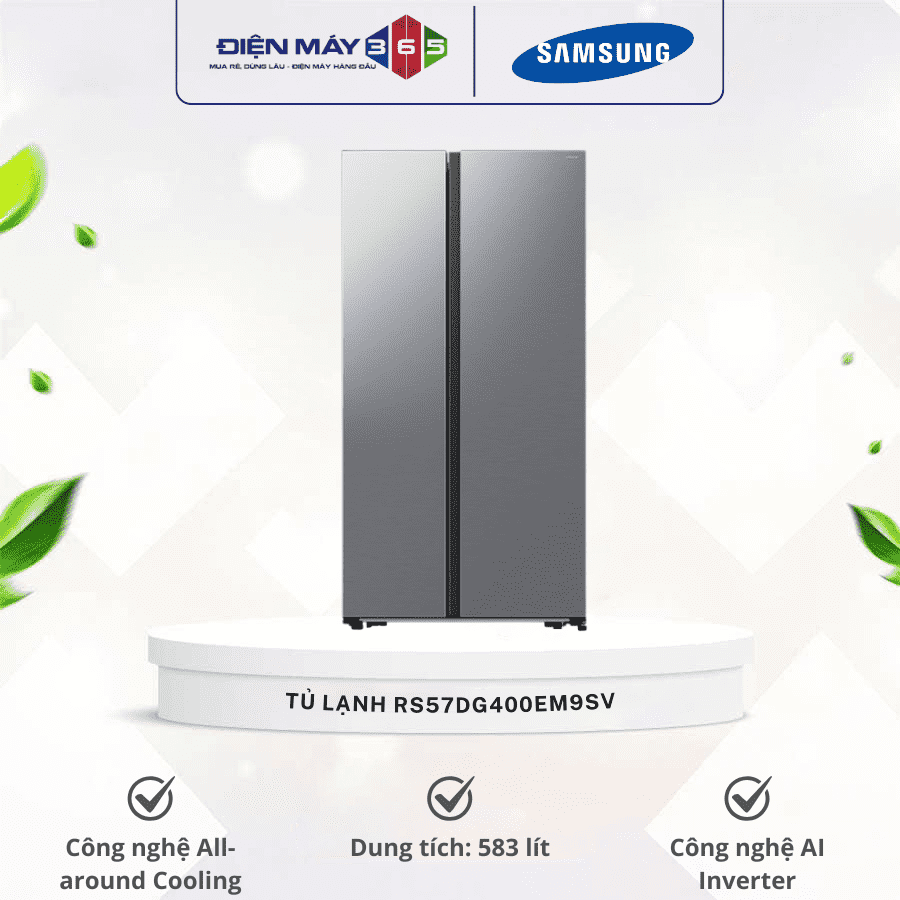 Tủ lạnh 2 cánh side by side Inverter 583 Lít Samsung RS57DG400EM9SV 3 Tủ lạnh 2 cánh side by side Inverter 583 Lít Samsung RS57DG400EM9SV