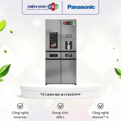 Tủ Lạnh 6 cánh Multi Door Inverter 650 Lít PRIME+ Edition Panasonic NR-WY720ZHHV