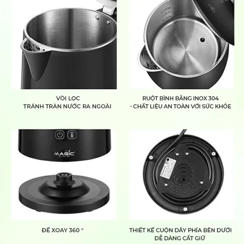 Bình đun siêu tốc Magic Eco 1.7 Lít AC-42 5 Chi tiết bình đun siêu tốc Magic Eco 1.7 Lít AC-42