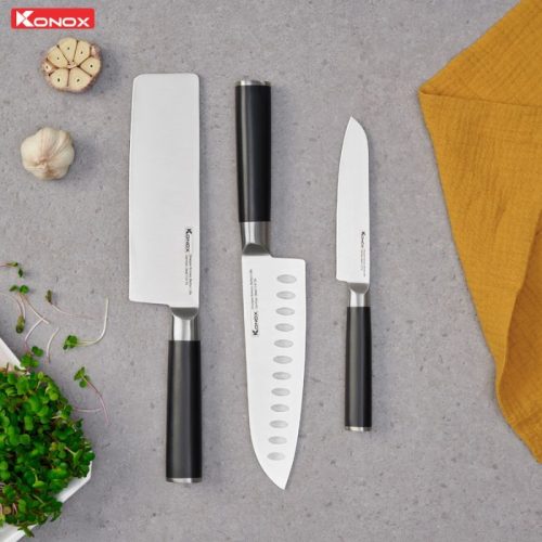 Bộ dao làm bếp 3 món Konox Alder Set 7 Hình ảnh bộ dao làm bếp 3 món Konox Alder Set