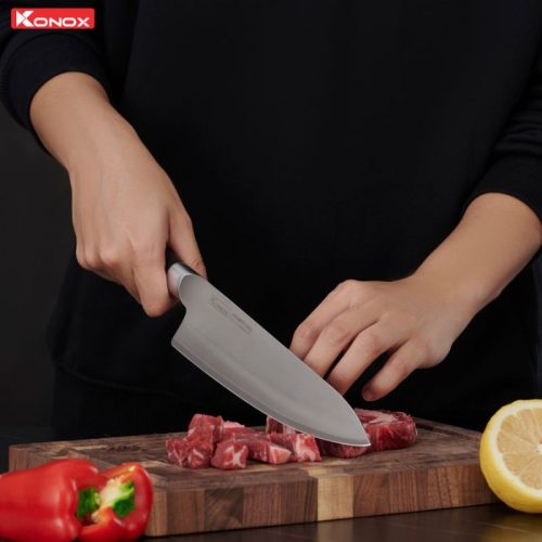 Dao đầu bếp thép Nhật Konox Damascus Eiko Series 8″ Chef Knife 6 Hình ảnh dao đầu bếp thép Nhật Konox Damascus Eiko Series 8″ Chef Knife