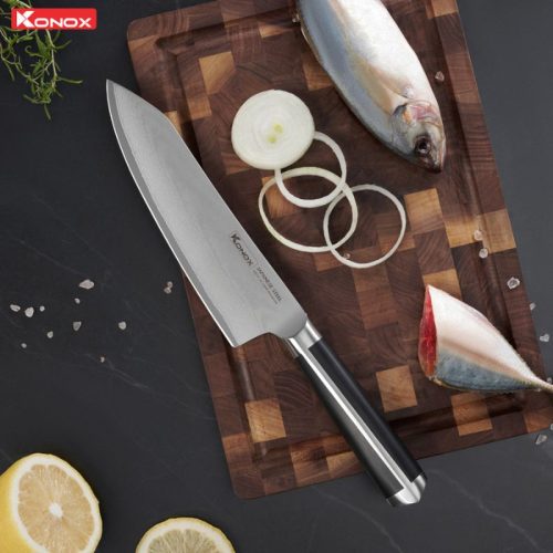 Dao thép Nhật Konox Damascus Eiko Series 7″ Deba Knife 6 Hinh ảnh dao thép Nhật Konox Damascus Eiko Series 7″ Deba Knife