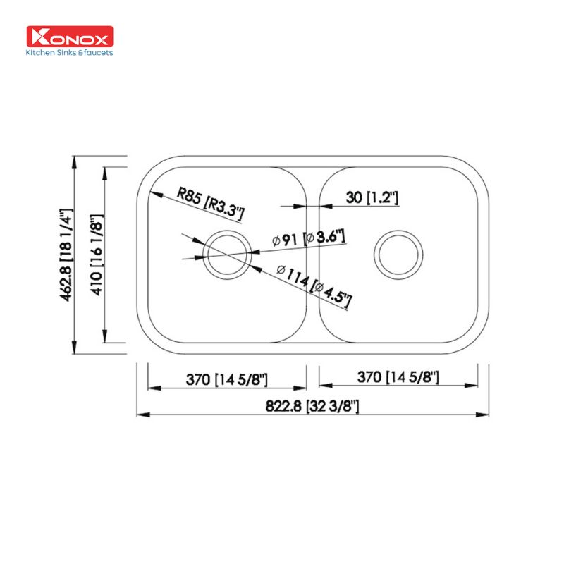 Chậu rửa bát Konox KN8246DUA 6 Kích thước chậu rửa bát Konox KN8246DUA