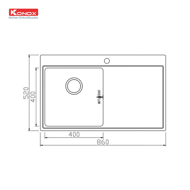 Chậu rửa bát Konox UNICO 8652 6 Kích thước chậu rửa bát Konox UNICO 8652
