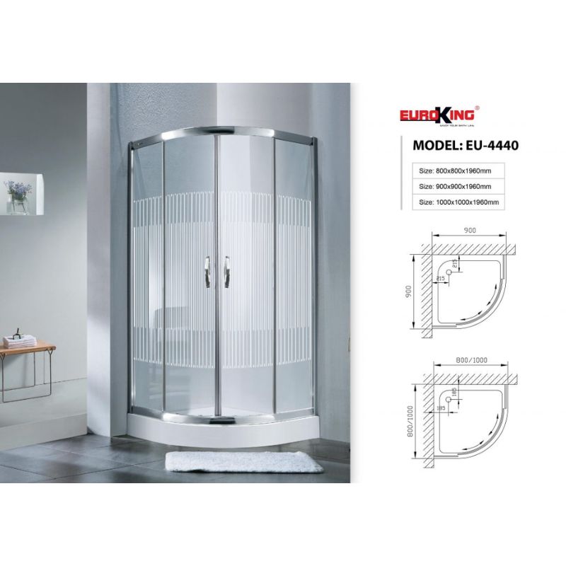 Phòng tắm vách kính Euroking EU-4440 800mm 4 Kích thước phòng tắm vách kính Euroking EU-4440 800mm
