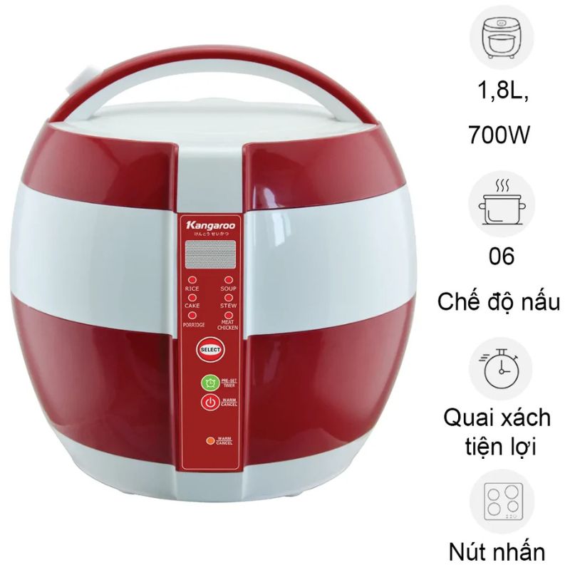 Nồi cơm điện Kangaroo KG835 1.8 Lít 3 Nồi cơm điện Kangaroo KG835 1.8 Lít